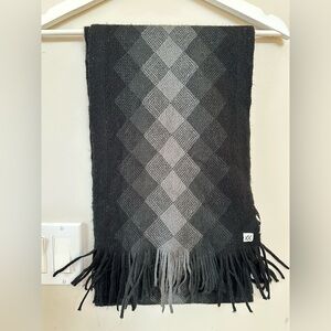 Mexx Black Grey Textured Argyle Scarf